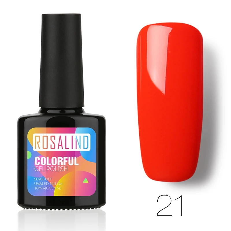 ROSALIND гель 1 S 10 мл цветной яркий гель для ногтей 01-30 DIY чистый цвет для росписи ногтей сушеные ультрафиолетовые светодиодные лампы лак для ногтей - Цвет: 21