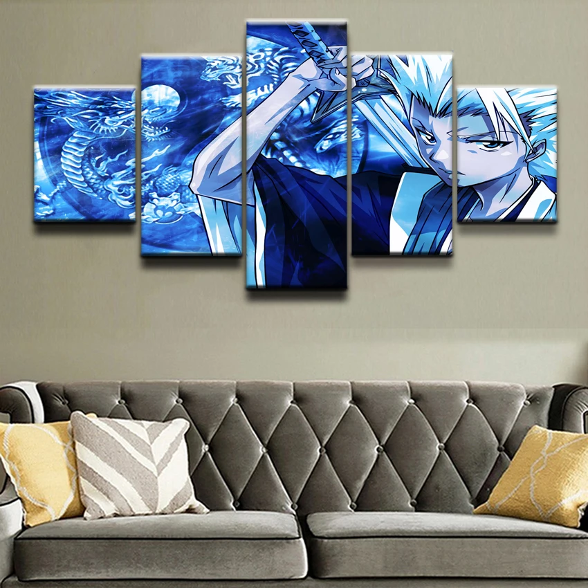 Canvas Prints Painting Modular Pictures Wall Art Home Decor Bedroom 5 Pieces Anime Bleach Toshiro Hitsugaya Poster Framework | Дом и сад