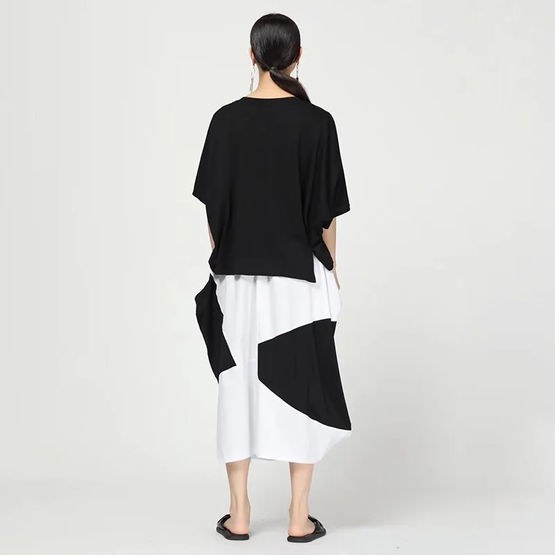 CHICEVER Летняя Повседневная Лоскутная полосатая Женская юбка эластичная высокая