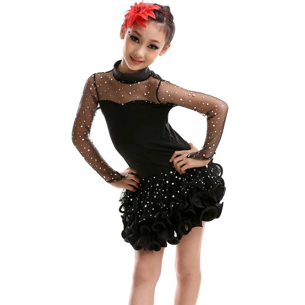 2018 Новый танцевальный костюм для девочек с длинным рукавом Vestido De Baile Latino
