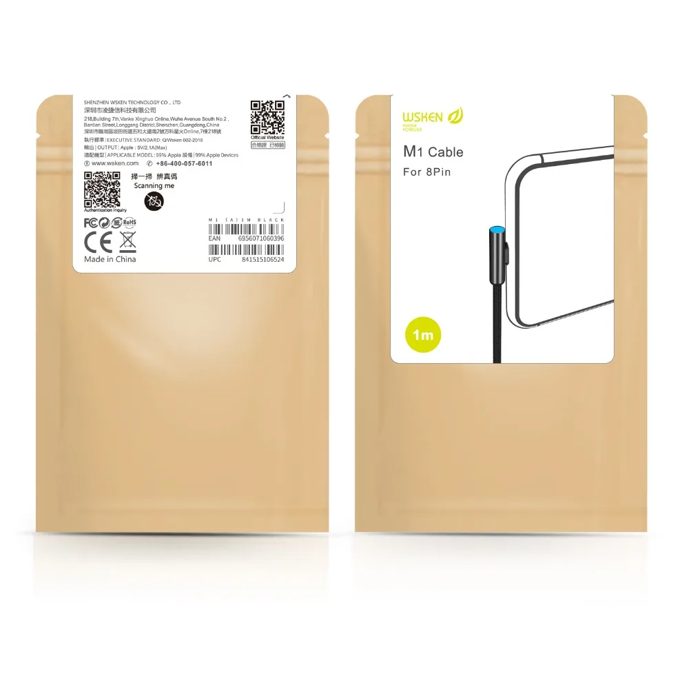 Для iPhone кабель WSKEN M1 USB кабель для iPhone зарядное устройство 2A провод для быстрого заряда кабель для передачи данных для iPhone Xs Max Xr 8 7 6 6s 5 адаптер