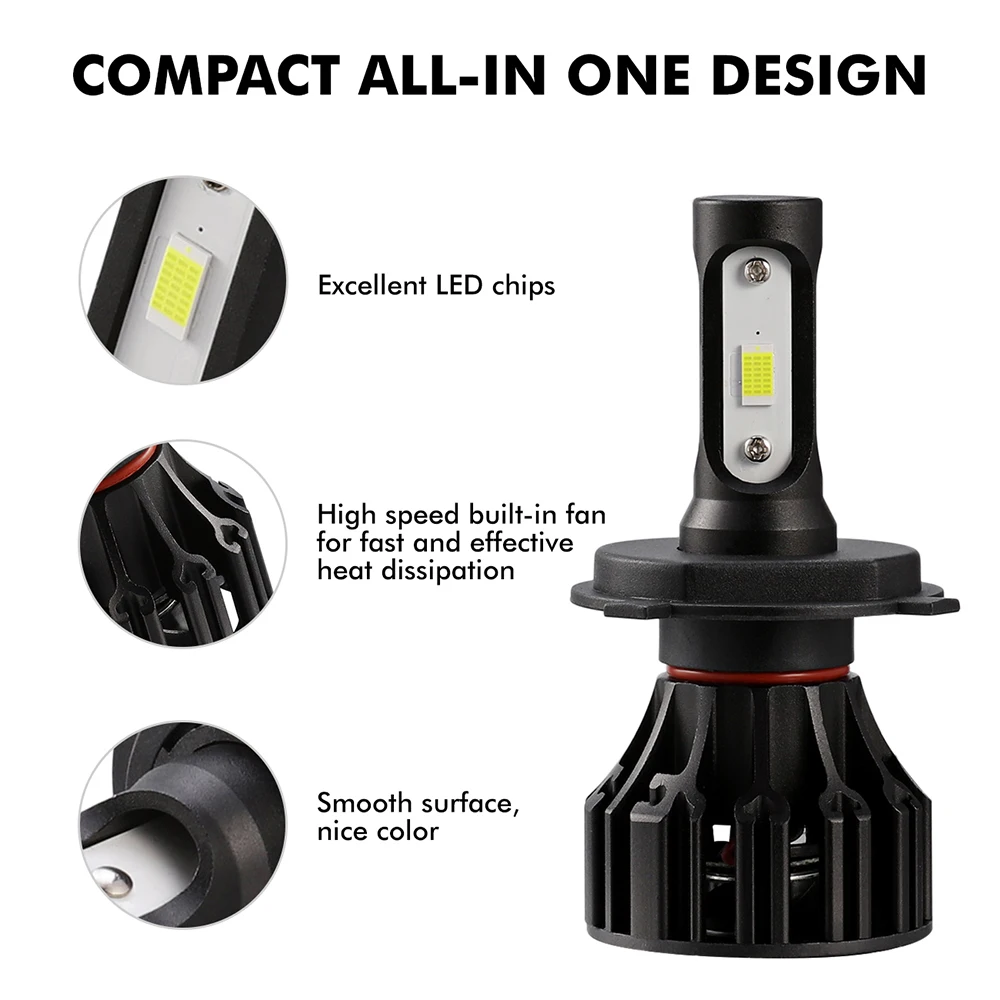 Oslamp H4 светодиодный фары лампы Hi lo луч автомобиля лампочки 12 v 24 72 Вт 8000lm авто для