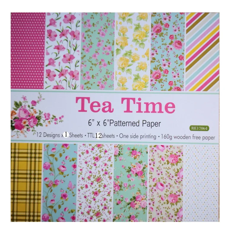 

KLJUYP 12pcs Tea Time Scrapbooking Pads Paper Origami Art Background Paper Card Making DIY Scrapbook Paper Craft