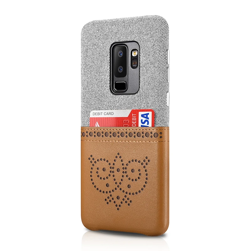 XOOMZ для samsung Galaxy S9 Plus искусственная кожа+ ткань чехол для телефона для samsung Galaxy S9 плюс броги Slim карт слот задняя крышка