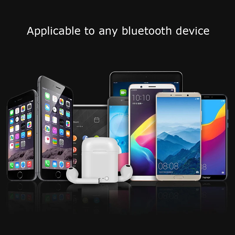 Universal wireless bluetooth earphone mini size stereo earplug earbud mobile phone tablet ear cup with charging box Mic ES02 | Электроника