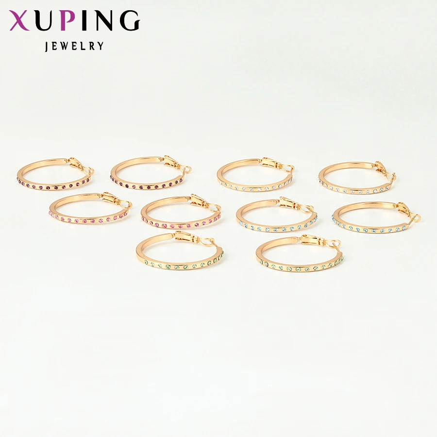 Xuping модные красочные серьги-кольца, стразы, ювелирные изделия для женщин, подарки на день Святого Валентина S110, 2-96903