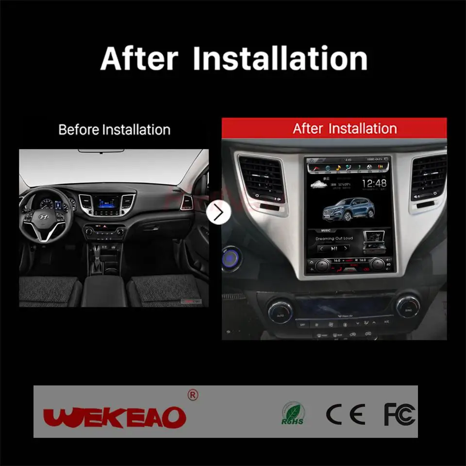 Wekeao 10 4 &quotСенсорный экран Car audio мультимедийный плеер для hyundai Tucson ix35 Тесла Стиль