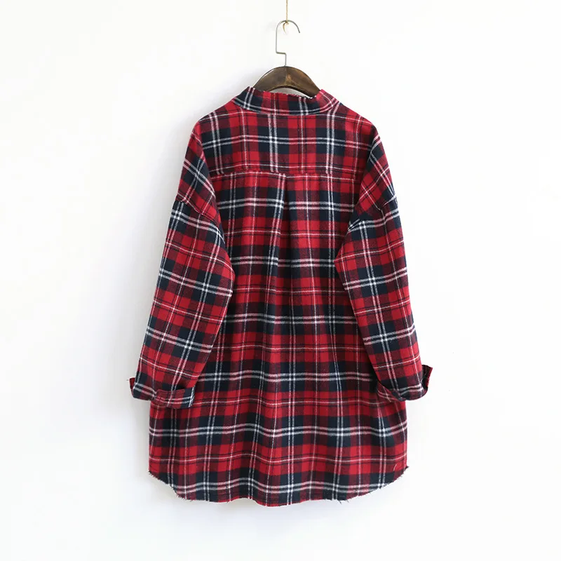 Рубашка женская в клетку с длинным рукавом большие размеры LZ303 1142|blouses plus|korean