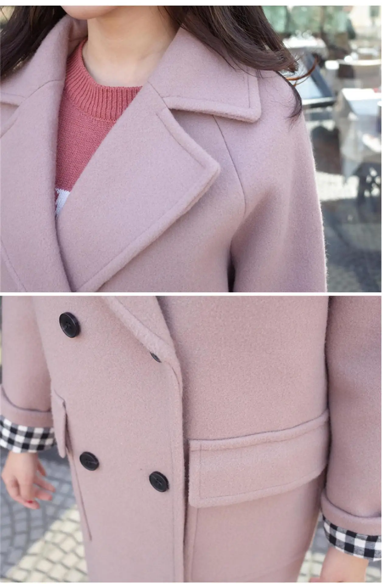 Preppy Style Long Wool Coat Loose Turn-down Collar Wool Blend Coat and Jacket Double Breasted Women Coats Autumn Winter