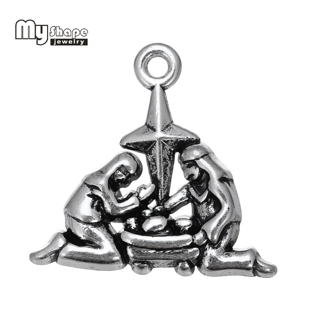30 шт. посеребренные подвески из цинкового сплава|tibetan silver plated|religious charmscharms floating |