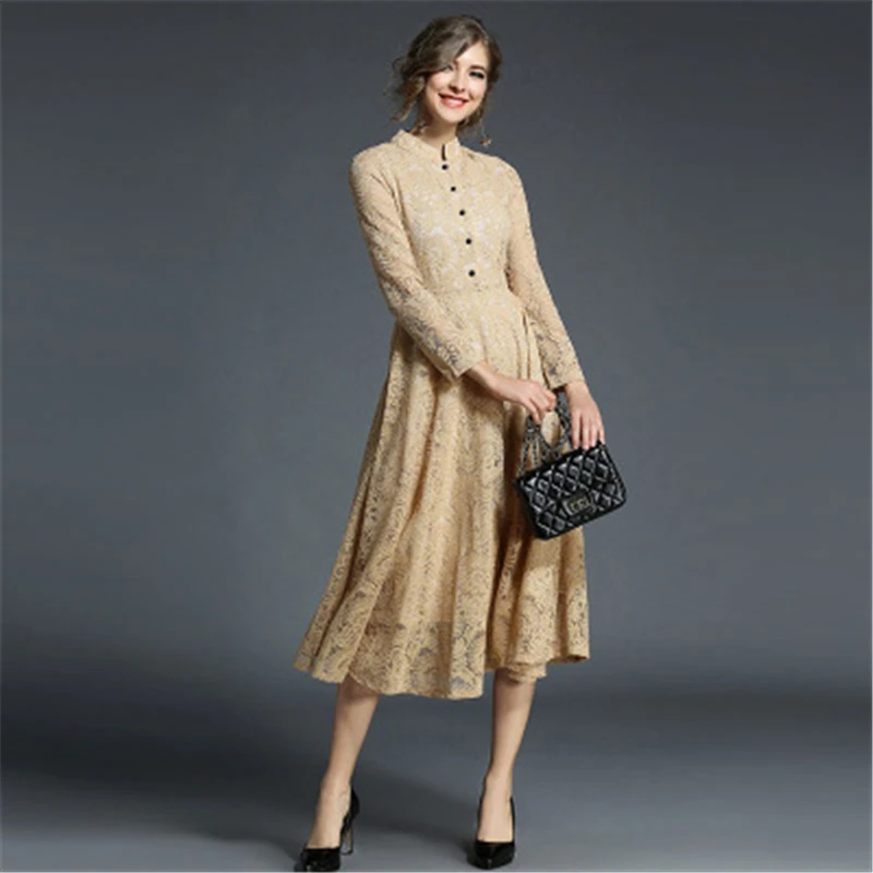 Весенне-осеннее Новое Женское винтажное красивое и элегантное кружевное