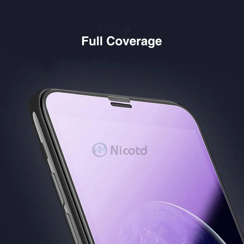Закаленное стекло Nicotd с полным покрытием для iPhone XS X защита экрана 9D Черная