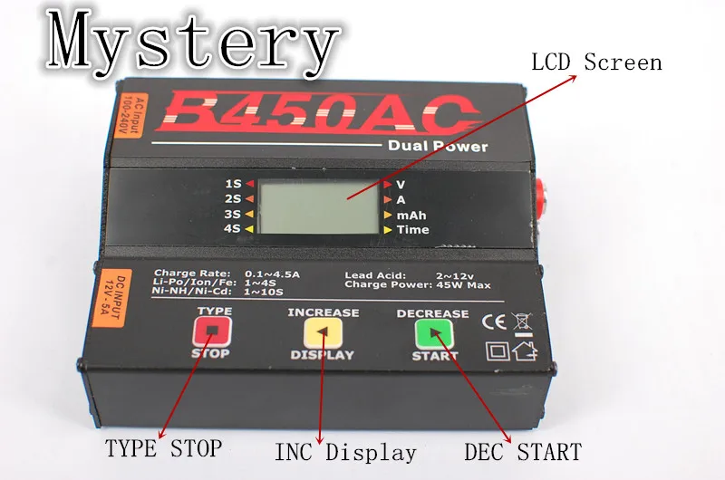 Зарядное устройство с двойным силовым балансом Mystery B450AC RC LiPo li ion и полный
