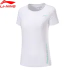 Женский топ с коротким рукавом Li-Ning для бега, сухая заморозка, дышащая подкладка из 100% полиэстера, спортивные Бриджи ATSP114 CAMJ19