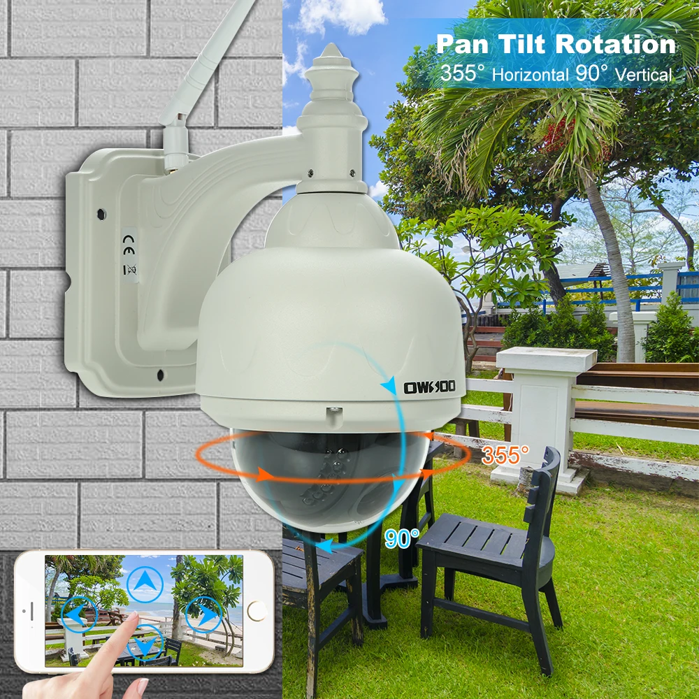 OWSOO HD 960P беспроводная WiFi ip камера с автофокусом PTZ ИК лампой IR CUT Водонепроницаемая