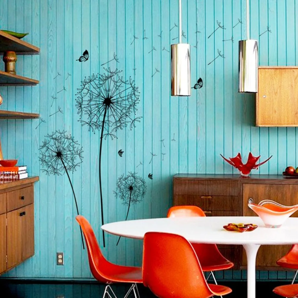 Одуванчик цветок бабочка наклейки на стену винил гостиная диван фон Декор Сделай