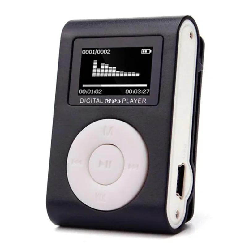 Мини USB MP3-плеер с зажимом, поддержка ЖК-экрана, 32 ГБ, Micro SD, TF карта, MP3 музыкальный плеер, пластик, черный