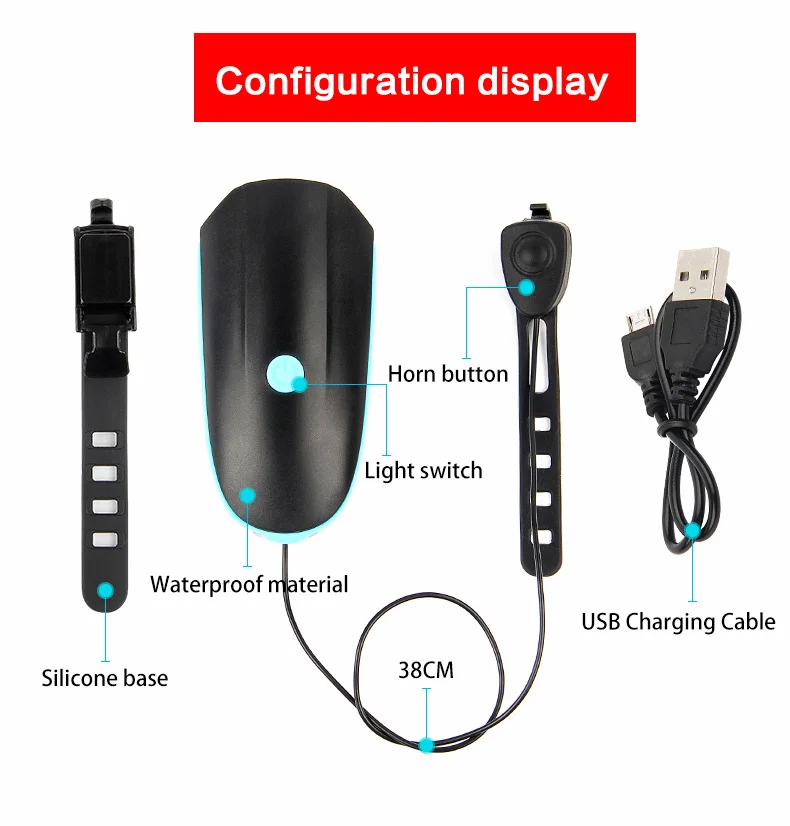 Велосипедный фонарик с USB подзарядкой, велосипедный фонарь, многофункциональный гудок велосипедный фонарь