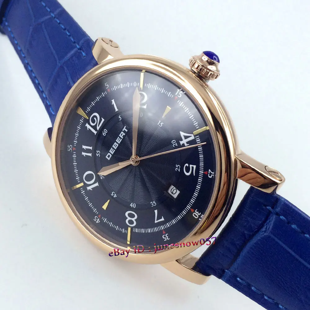 Роскошные Дизайнерские мужские часы с синим циферблатом 43 мм и золотым 5ATM MIYOTA 8215 |