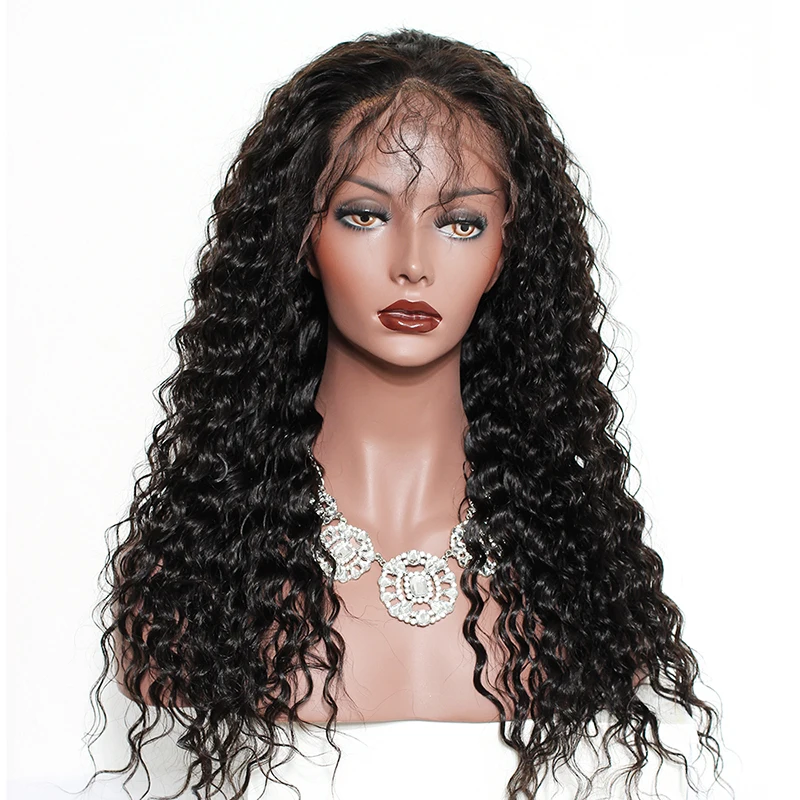 Кудрявые кружевные передние человеческие волосы парики для женщин черный