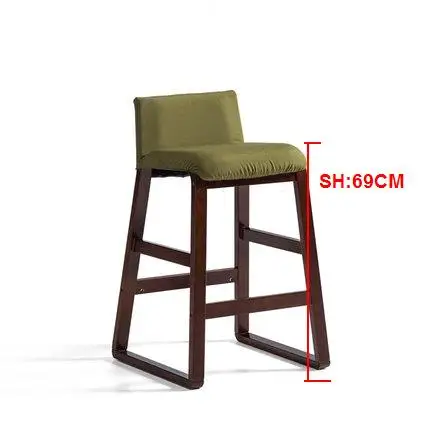 P seat height 69cm Твердый деревянный скандинавский барный стул современный минималистичный передний диван барный стул высокий стул - Цвет: P seat height 69cm