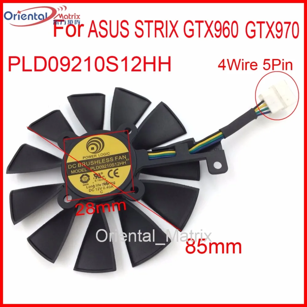 Бесплатная доставка PLD09210S12HH 85 мм 12 В 0.40A 4 провода 5Pin для ASUS STRIX GTX960 GTX970 кулер