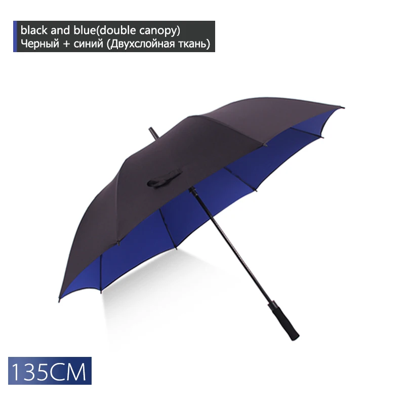 Bachon 130cm большой зонт женский мужской дождь Ветрозащитный зонтик - Цвет: black-blue-135CM