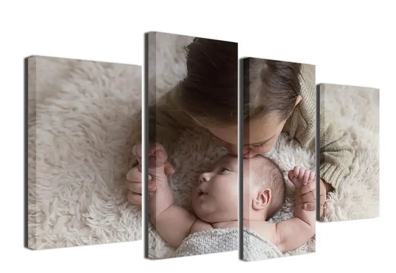 4 панели поцелуй сладкий маленький ребенок плакат печать маслом холст Картина