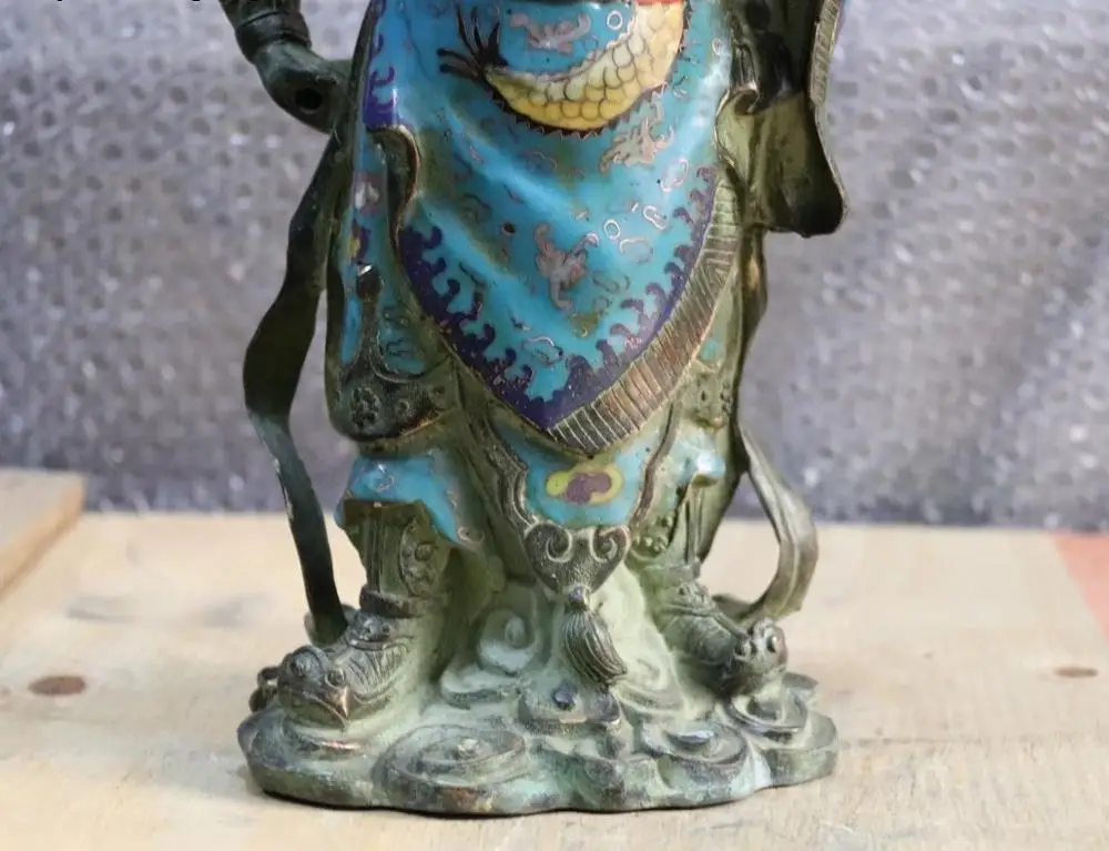 Народная старая перегородчатая эмалированная медная бронзовая Guangong Guan Gong Yu Warrior