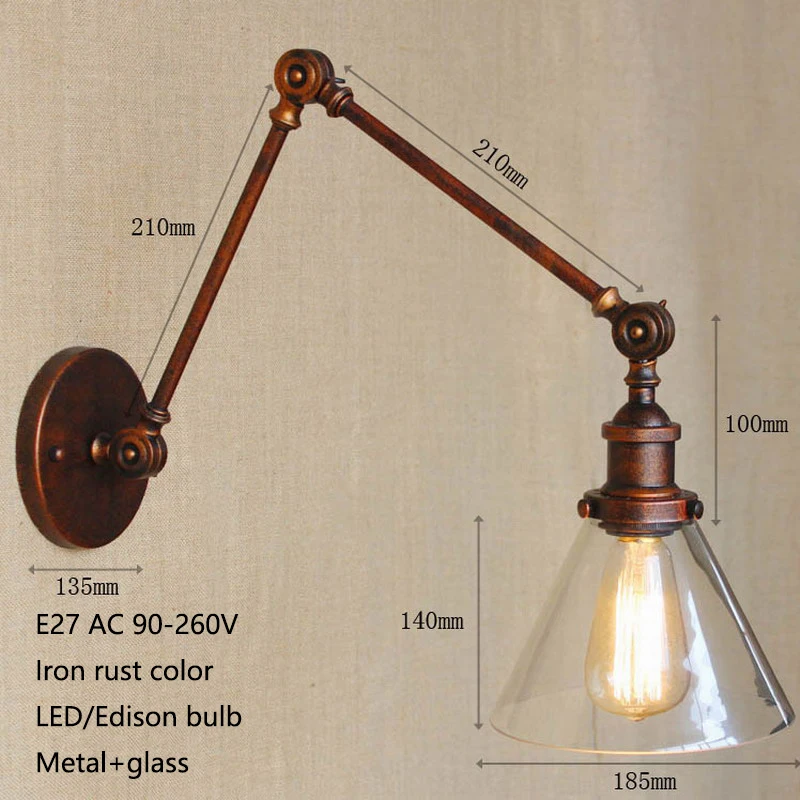 Настенный светильник из античного стального железа в промышленном стиле