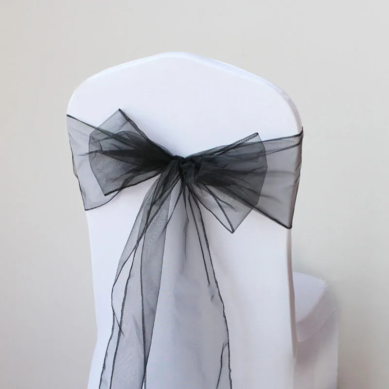 1 шт. 16 см * 275 прозрачная органза тюль бумага свадебное кресло банты настольные