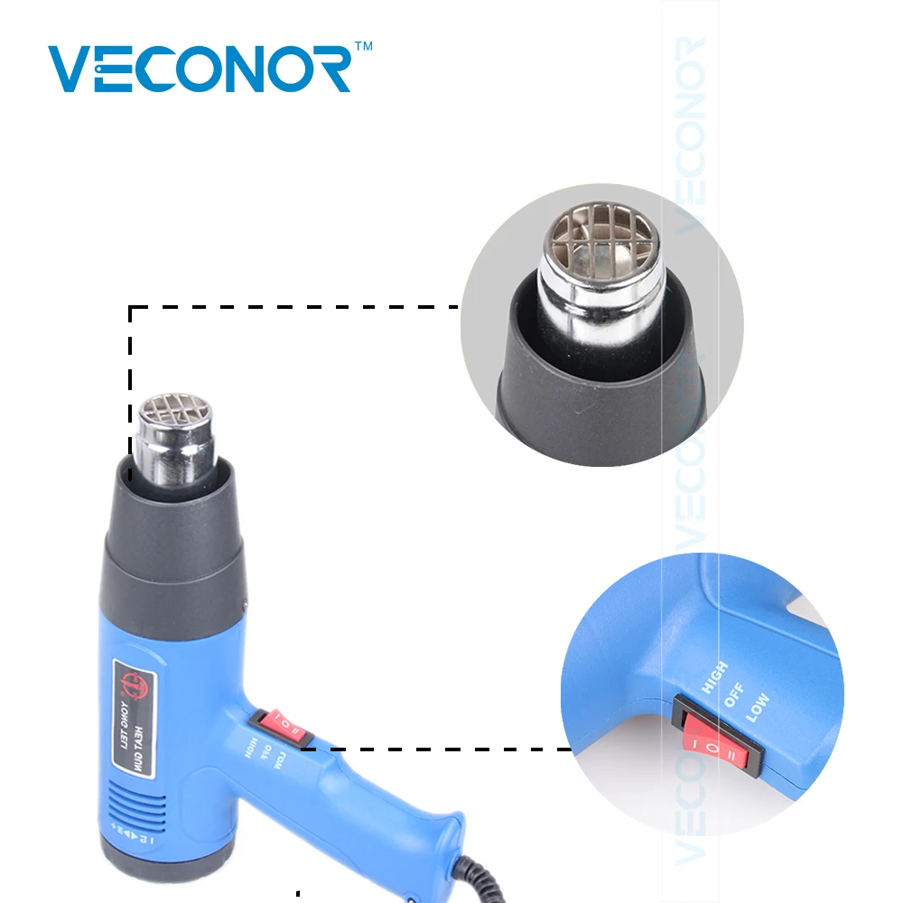 Электрический тепловой пистолет горячего воздуха 2000 Вт двойная температура