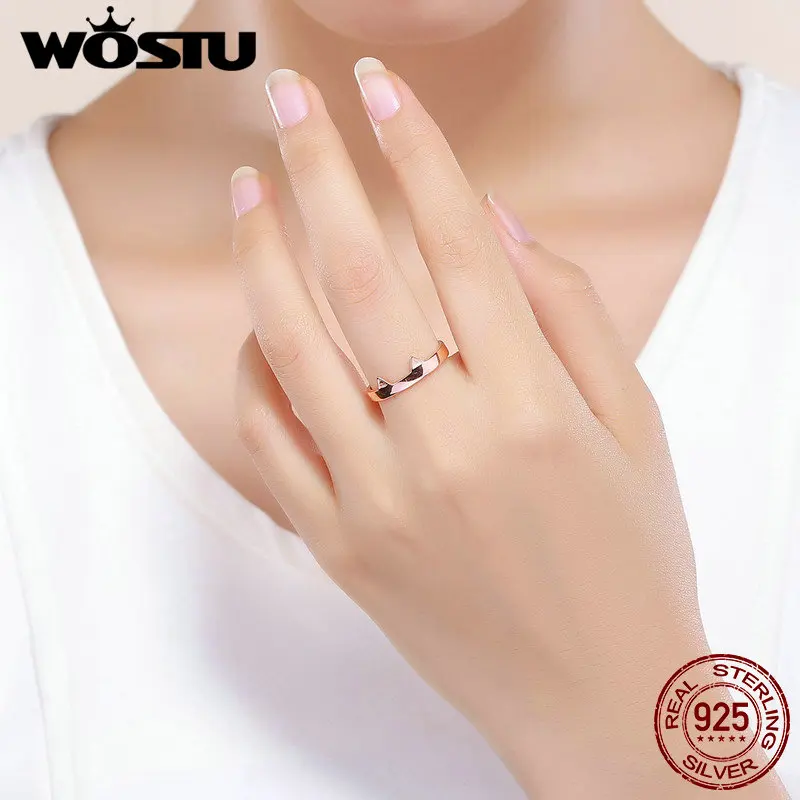 WOSTU, новая мода, 925 пробы, серебро, розовое золото, кошачья форма, кольцо с открытым пальцем для женщин, девушек, вечерние, Роскошные ювелирные украшения, подарок, CQR387
