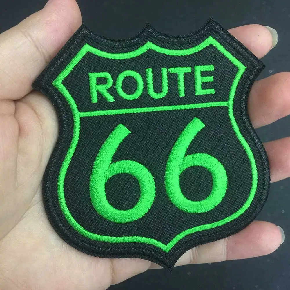 Route 66 утюг на патч вышитая аппликация Швейные Этикетка панк байкер патчи Одежда Наклейки Аксессуары для одежды знак