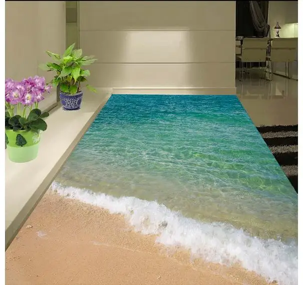 Настенные ПВХ обои на заказ водонепроницаемые 3d для пола морского серфинга пляжа