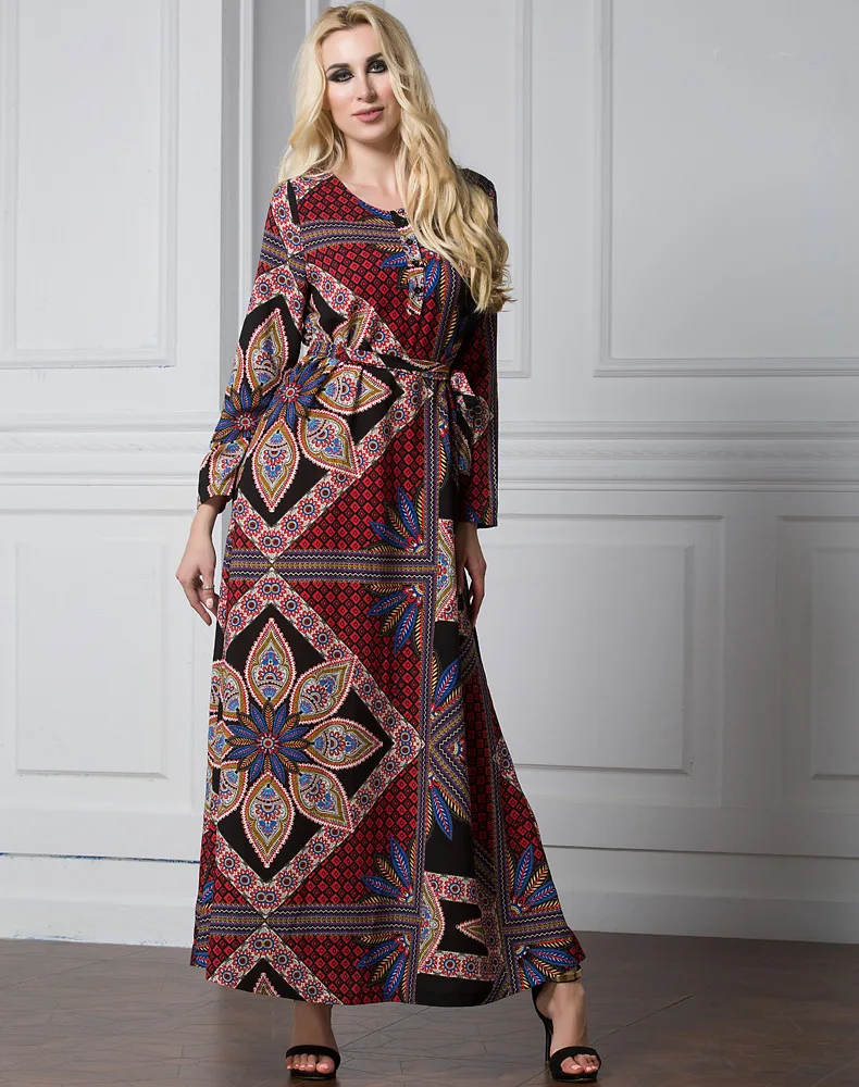 

Модное женское платье в мусульманском стиле, ярко-красный цвет, модель 7XL, длинное мусульманское платье в турецком стиле, женское марокканск...