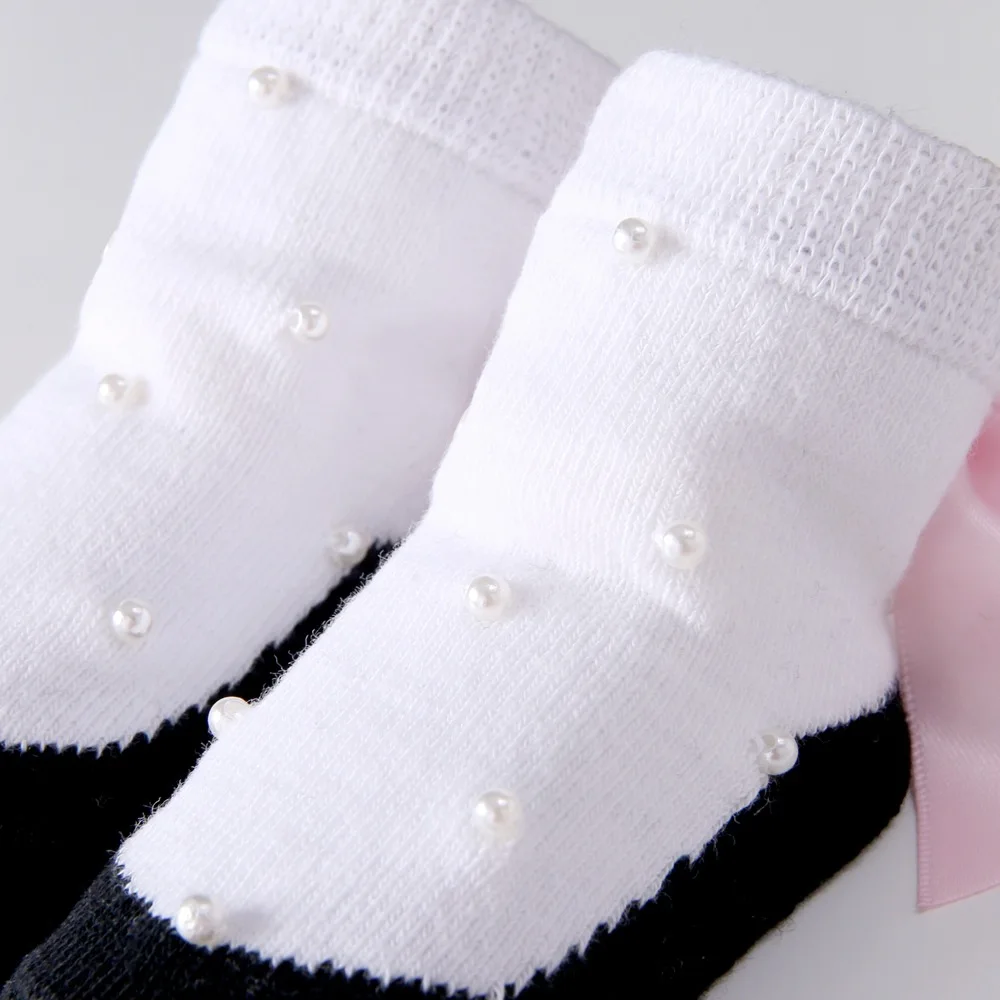 Mery/носки для малышей розовые носки с бантом и жемчужинами новорожденных девочек