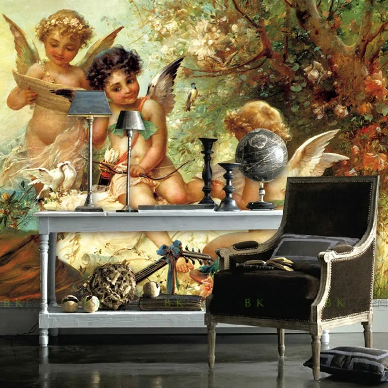 3d большие Настенные обои для гостиной в стиле ретро с ангелами|mural angel|background
