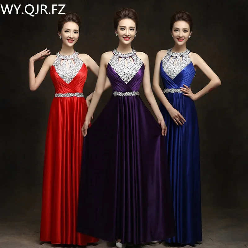 QLY150Z # алмазные фиолетовые красные длинные платья подружек невесты на шнуровке с