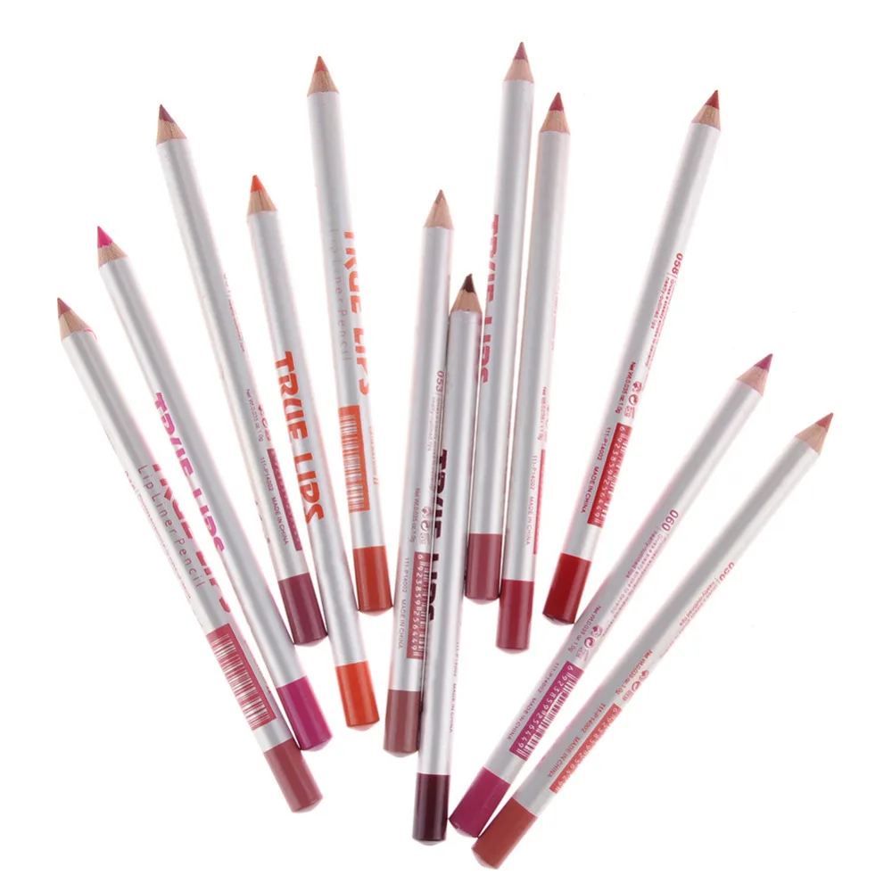 12 цветов/комплект Карандаш для губ косметический Pro Водонепроницаемый