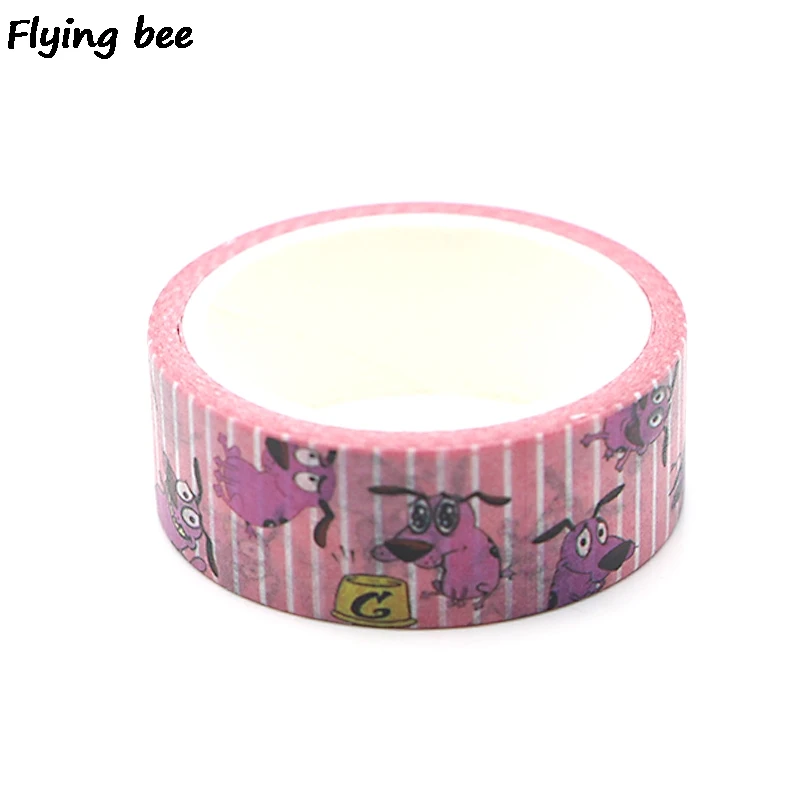 Flyingbee 15 мм X 5 м смелость трусливая собака васи лента бумага DIY декоративная клейкая лента канцелярские милые собаки Маскировочные ленты X0315