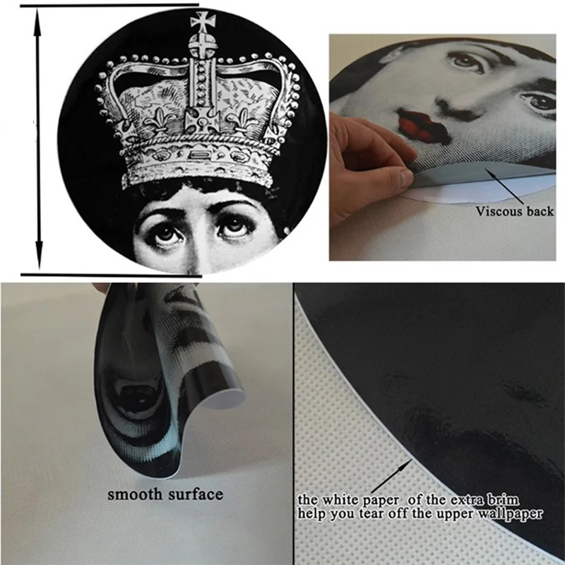 Прозрачные декоративные наклейки на стену Fornasetti, качественные отделенные круглые обои для декора ванной комнаты, 10 шт