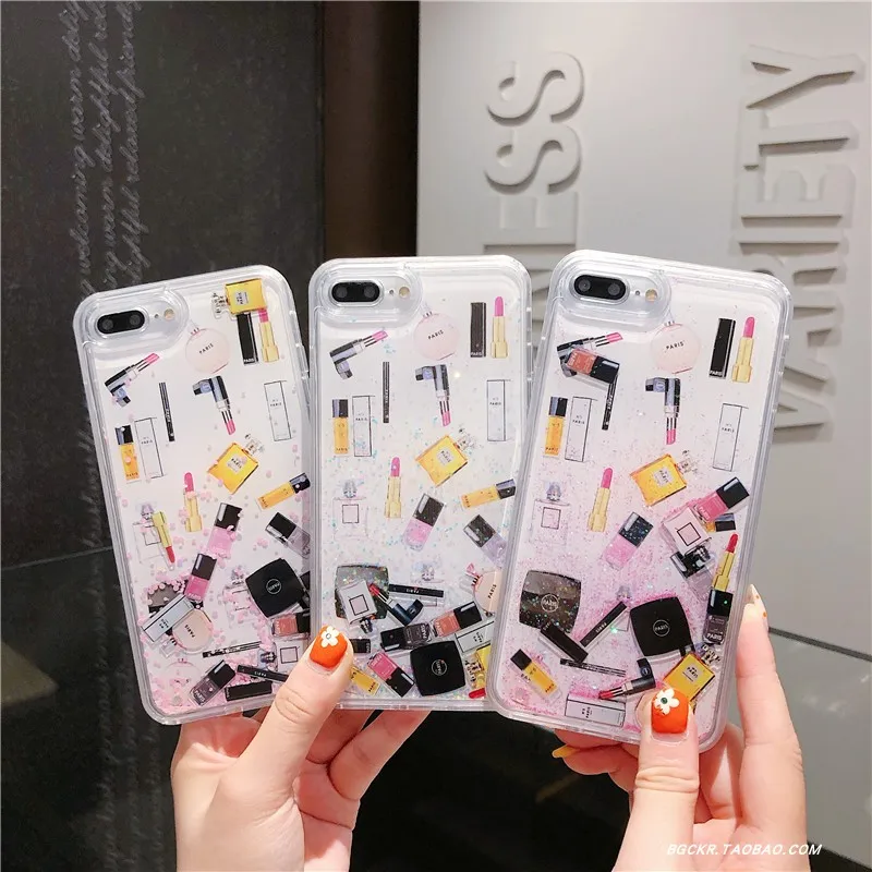 Косметический Блестящий динамический Жидкий чехол для iPhone 6 6s 7 8 Plus X XS MAX XR