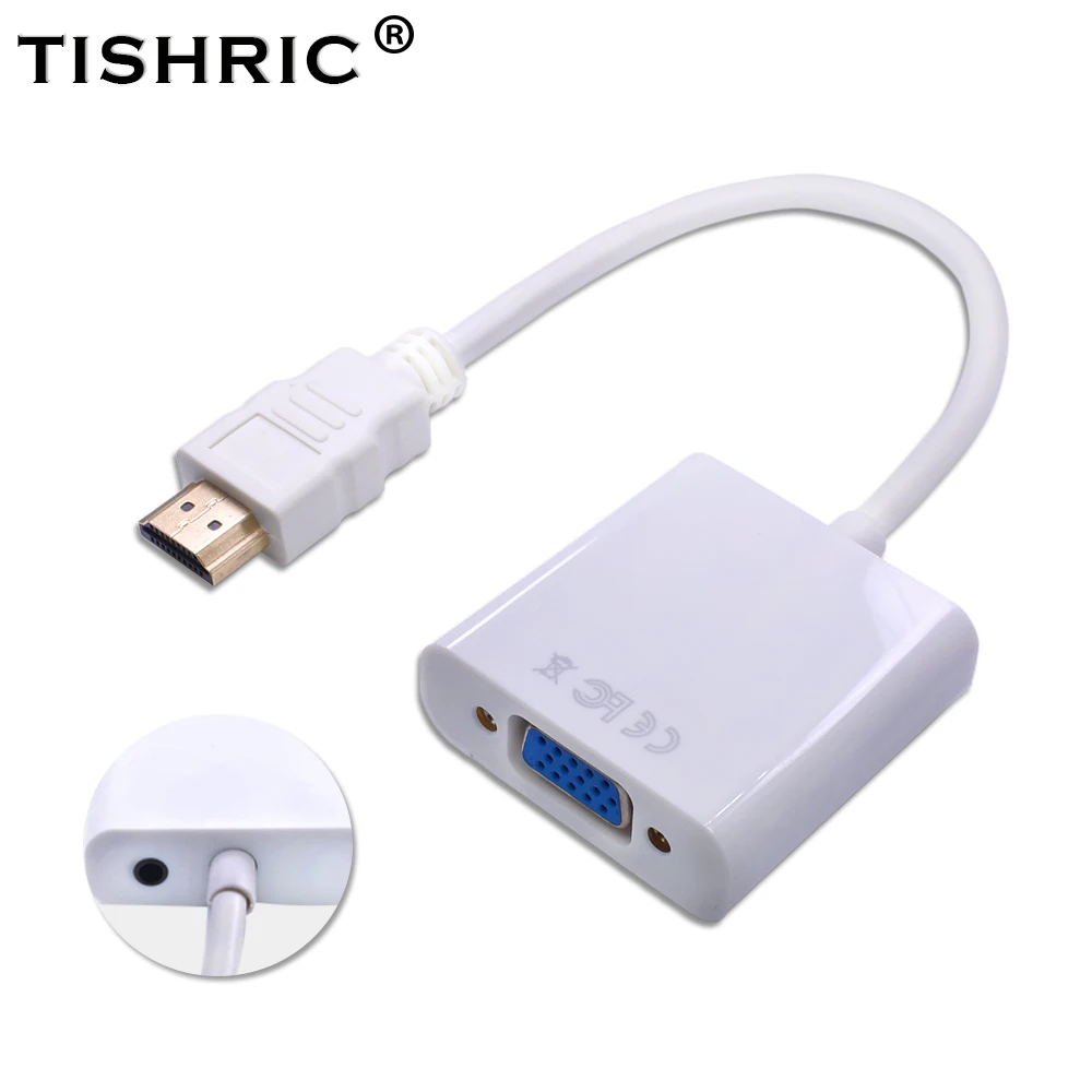 TISHRIC HDMI в VGA аудио кабель адаптер 1080P мужчин и женщин цифро-аналоговый видео конвертер HDMI2VGA для ПК ноутбук проектор