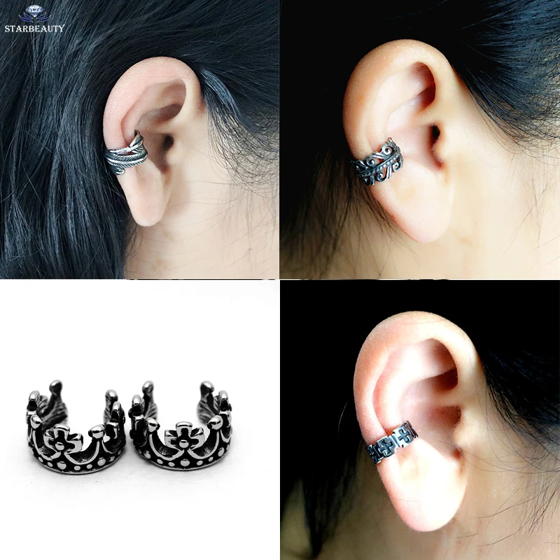 1 пара 316L нержавеющая сталь 2 кольца ушные манжеты клип для женщин и мужчин