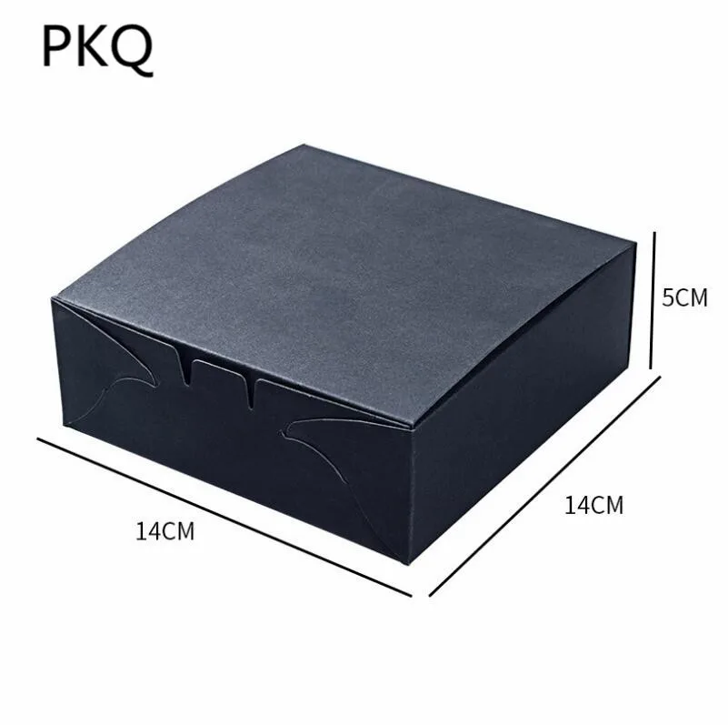 10 шт. 14x14x5 см Черная бумажная упаковочная коробка Большая Бумажная Коробка для