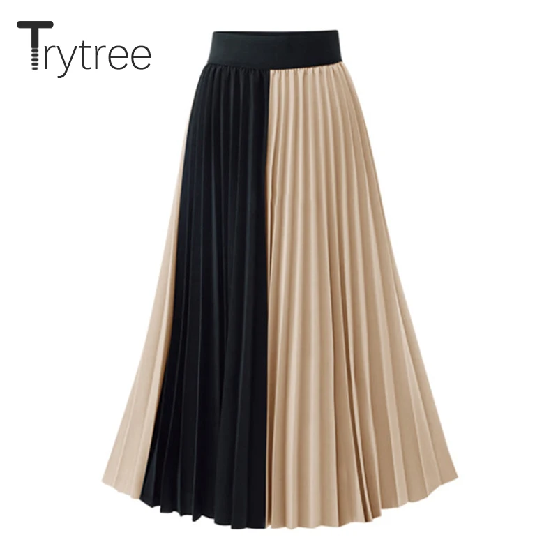 Trytree сезон весна лето Женская юбка Повседневное полиэстер пэчворк 2 цвета