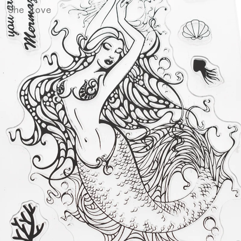 She Love Mermaid прозрачный Штамп для DIY скрапбукинга карты декоративный тиснение