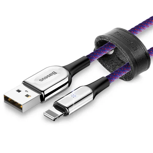 Фиолетовый Baseus USB кабель для iPhone XR XS Max 2.4A Быстрая зарядка USB зарядный кабель светодиодный светильник USB кабель для передачи данных для iPhone 8Plus 7 шнур для передачи данных - Цвет: Фиолетовый