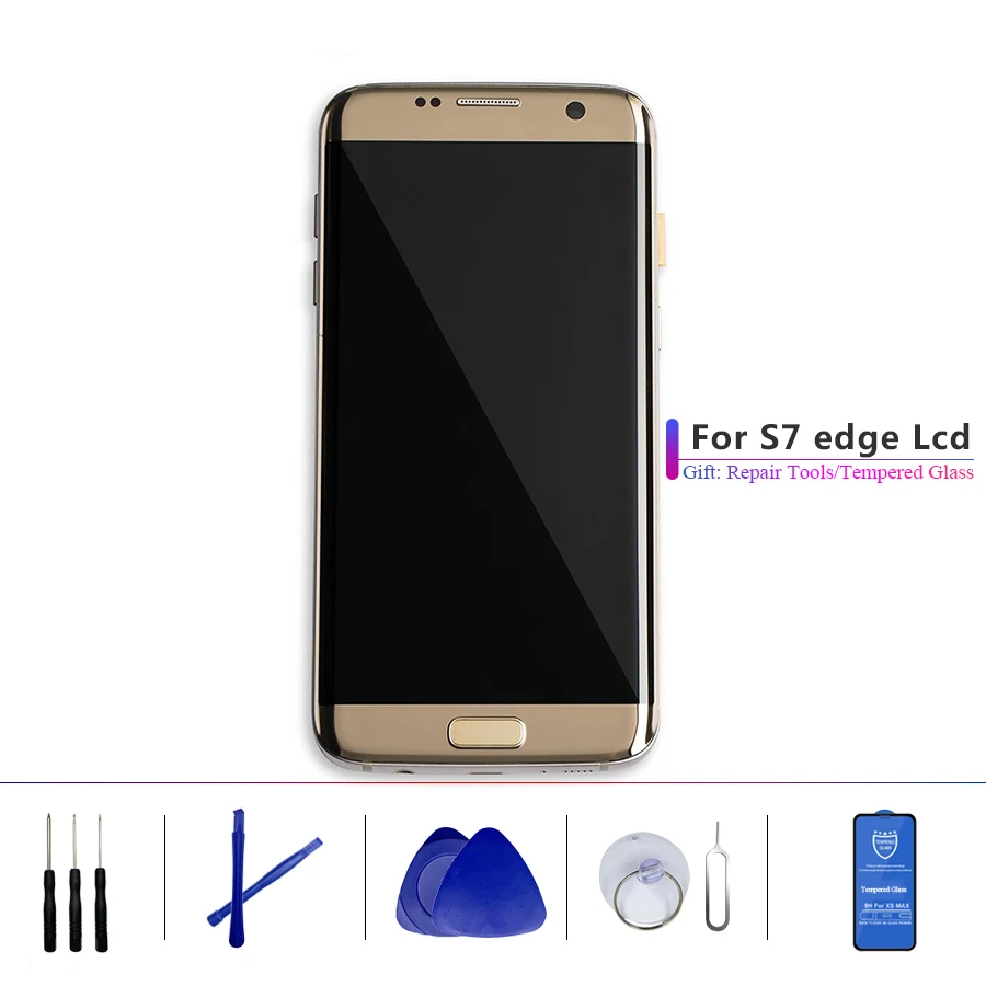 AMOLED после рынка ЖК-дисплей с рамкой для SAMSUNG Galaxy S7 edge lcd кодирующий преобразователь сенсорного экрана в сборе G935 G935F